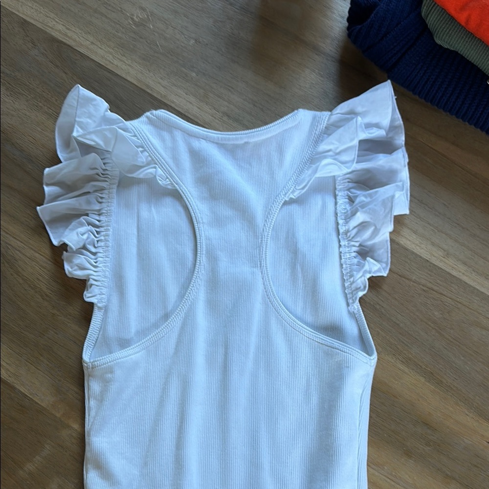White Ruffled bodysuit - Picture 2 of 2
